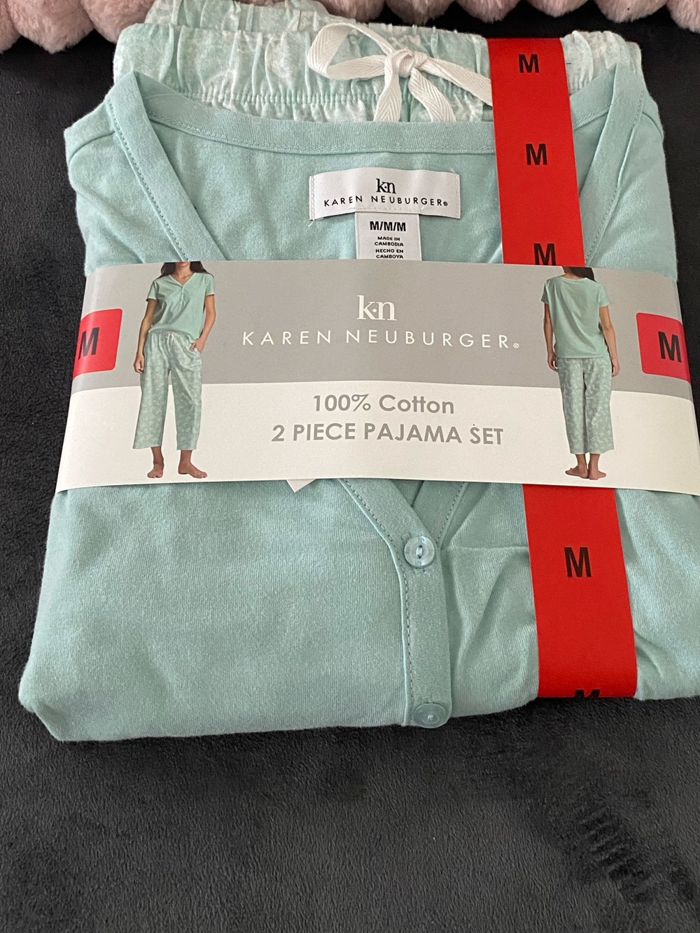 Karen Neuburger women’s Mint Green 2-Piece Cotton Pajama Set Size M